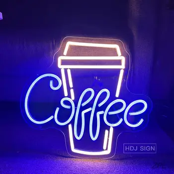  Кофейная Неоновая Вывеска LED Неоновая Световая Вывеска Настенное Украшение для Кафе Coffee Shop Wall Art Bar Shop Custom Coffee Decor Night Light