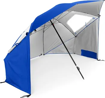  Зонт от солнца и дождя Super- SPF 50 + для кемпинга, пляжа и спортивных мероприятий (8-футовый, синий)