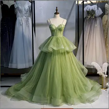  Летние зеленые женские пышные платья Класса Люкс Vestidos 15 Anos Вечерние Кружевные аппликации Винтажное пышное платье