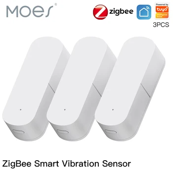  Интеллектуальный датчик вибрации MOES Zigbee, уведомление приложения Tuya Smart Life, сигнализация об ударе при движении в режиме реального времени, запись истории