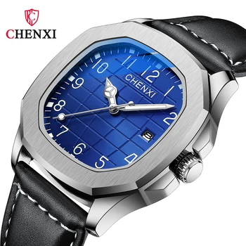  Мужские часы CHENXI, Кожаные, Лидирующий бренд, Модные Повседневные деловые кварцевые часы Для мужчин, Светящиеся водонепроницаемые наручные часы Montre Homme