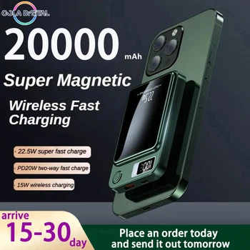  Новое 2023 Быстрое Беспроводное зарядное устройство мощностью 22,5 Вт, магнитный Портативный внешний вспомогательный аккумулятор 20000 мАч для iPhone 12 13 14 Power Bank