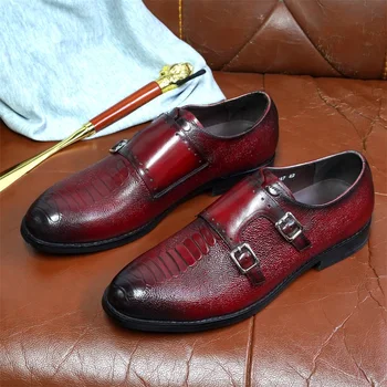  Мужские модельные туфли высокого качества из итальянской натуральной кожи ручной работы, двубортные туфли из крокодиловой кожи, Офисная Элегантная Социальная обувь