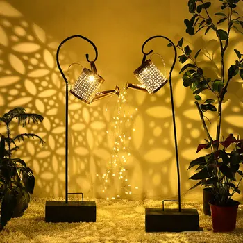  Лейка, солнечная лампа, Подвесной чайник, фонарь, Водонепроницаемый садовый декор, Металлический Ретро Солнечный светодиодный светильник, открытый внутренний дворик с газоном