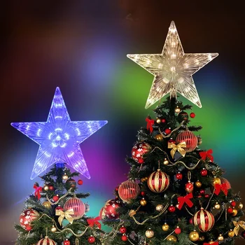  Рождественская гирлянда 22 см, Рождественская елка, звезда, Сказочная гирлянда, вспышка, звезда для вечеринки, свадьбы, праздника в саду