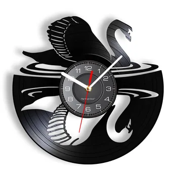  Настенные Часы Swan Goose Shadow Art, Сделанные Из Виниловой Пластинки С Лазерной Гравировкой, Лонгплей Виниловый Альбом, Пластинка С Животными, Домашний Декор, Настенные Часы