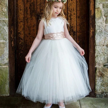  Детские платья с длинными рукавами и цветочным узором для девочек, платье принцессы для подружек невесты на свадьбу, кружевное вечернее платье из тюля