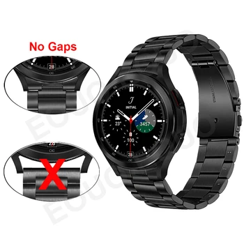  Ремешок из нержавеющей стали для Samsung Galaxy Watch 4 44 мм 40 мм/Классический 46 мм 42 мм Ремешок для часов Без зазоров Металлический браслет с изогнутым концом