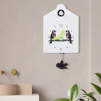  Белые Современные креативные кварцевые деревянные качающиеся настенные часы с изображением Птицы Кукушки, будильник для дома