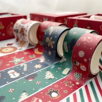  6 рулонов рождественской и бумажной ленты в штучной упаковке, счетная лента для рукоделия, Рождественский подарок, Материал для украшения, Счетная лента для рукоделия, 3 метра