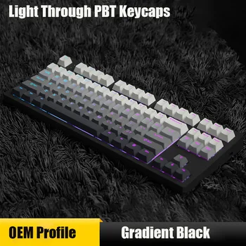  Новинка OEM Механическая клавиатура PBT Keycaps С градиентным черным буквенным освещением Через Teclado PC Gamer с подсветкой RGB pbt Пользовательские колпачки для ключей