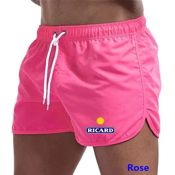  Летние мужские шорты Ricard с принтом, дышащая кружевная спортивная одежда, пляжная, быстросохнущая, для спортзала и фитнеса, повседневная мода