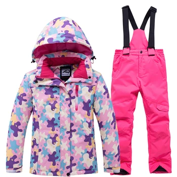  Новые Зимние лыжные костюмы для мальчиков и девочек, уличная теплая одежда для сноуборда, Непромокаемый ветрозащитный Зимний комбинезон, детская лыжная куртка или брюки