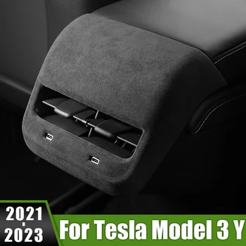  Для Tesla Модель 3 Y 2021 2022 2023 ABS Автомобильный Задний Кондиционер Вентиляционное Отверстие На Выходе Рамка Накладка Накладка Чехол Аксессуары Для интерьера