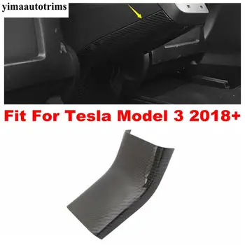 Для Tesla Модель 3 2018-2021 Подлокотник Коробка Противоударная панель Выход Кондиционера Вентиляционная крышка Отделка Из углеродного волокна Внешний Вид Интерьера