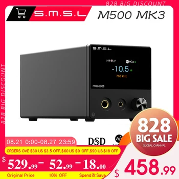 SMSL M500 MK3 MQA Декодер ES9038Pro XU216 DSD512 32 Бит/768 кГц Bluetooth Аудио ЦАП и Усилитель для наушников с дистанционным управлением 3,5 мм