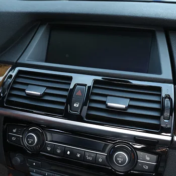  Глянцевый черный для BMW X5 E70 2008-2013 ABS Пластик, центральная рамка для вентиляции кондиционера, аксессуары для отделки