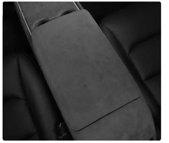  Черная отделка из натуральной алькантары для внутренней отделки Tesla Model 3/Y-Накидка на Центральную консоль/Подлокотник/Розетку кондиционера и Противоударный чехол