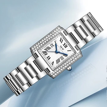  Новые серебряные часы I & W для женщин, Роскошные женские наручные часы, водонепроницаемые женские часы из нержавеющей стали, Модные кварцевые женские часы