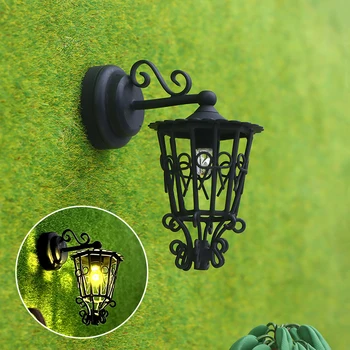  Миниатюрный кукольный домик 1: 12 со светодиодной подсветкой, настенный светильник, Модель садового светильника, Игрушка для домашнего декора, Аксессуары для кукольного дома