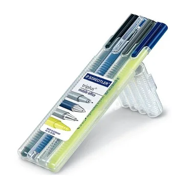  Набор цветных шариковых ручек Mini Office 4 шт./компл. № 34SB4; Ширина линий 0.3/0.45/0.5 мм, черная/синяя/желтая