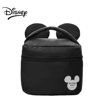  Косметичка Disney для женщин, черная сумка для мытья с Микки Маусом, Минималистичная сумка-тоут, мягкая сумка для хранения для девочек, Бесплатная доставка, косметичка