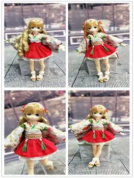  Новая одежда для кукол, модное японское кимоно с лентой для волос для blyth licca ob24 1/6, Аксессуары для кукол, одежда для кукол, 1 комплект = 4 шт.