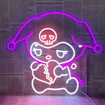  Неоновая вывеска аниме Kawaii, светодиодный светильник, настенный художественный декор для детской спальни, ночник, вывеска на день рождения, свадебная вечеринка, неоновый анимационный декор