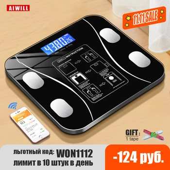  Умные беспроводные цифровые весы для измерения веса в ванной, анализатор состава тела С приложением для смартфона, совместимым с Bluetooth