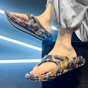  новинка лета 2023, Шлепанцы для пар на высокоэластичной ЭВА толстой подошве, тапочки большого размера, мужские zapatos hombre 44/45