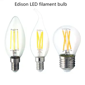  14 Светодиодных ламп накаливания Edison в стиле ретро со свечами Blubs для домашнего освещения, люстры, ночные лампы C35/C35L/G45