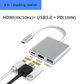  Док-станция Usb C к HDMI-совместимому адаптеру PD100W OTG Thunderbolt 3 Dock USB3.0 Для Macbook Pro/Air M1 Galaxy Book Huawei