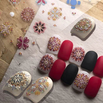  3D Наклейка для ногтей в Богемном Стиле, наклейка для ногтей в Богемном Стиле, Женские наклейки для ногтей, Элегантная вышивка, Бохо, цветочные наклейки для ногтей