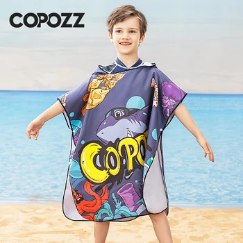  COPOZZ Детское Пончо для переодевания, Подростковый мягкий Пляжный плащ С капюшоном, Банное полотенце, Быстросохнущий купальный халат из микрофибры