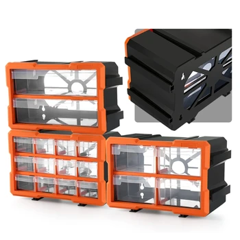  Многофункциональная прочная Оранжево-черная коробка для хранения деталей оборудования с несколькими отделениями для винтов /гаек/ мелких деталей