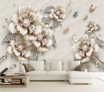  beibehang Пользовательские обои 3d фотообои изысканные роскошные трехмерные ювелирные изделия цветок ТВ фон обои 3d фреска