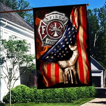  Флаг пожарного 3D Полная печать Садовые флаги Подвесной Флаг Дома Украшение в виде садового флага Двусторонняя печать