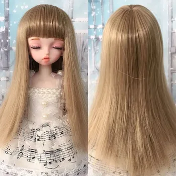  Кукольный парик для 1/6 Bjd, Кудрявый парик с розовой челкой для окружности головы 16,5 см, Игрушки для девочек-кукол, Меняющие макияж