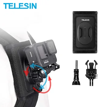  Крепление плечевого ремня Рюкзака с вращением TELESIN на 360 ° для GoPro Hero 10 9 8 7 6 5 4 Аксессуары для камеры Insta360 Osmo Action Xiaoyi