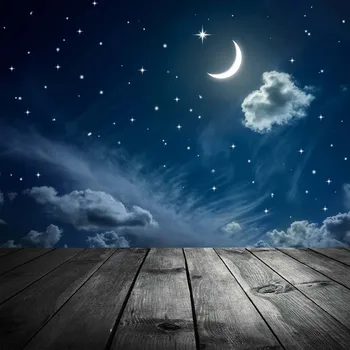  Фон для фотосъемки Mehofond Луна и звезды Деревянный пол Голубое небо Звездная ночь Детские портретные фоны для фотостудии