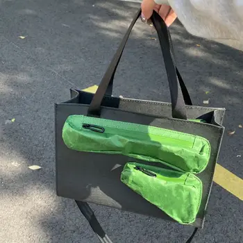  Женская сумка из крафт-бумаги, защита окружающей среды, повседневная сумка Tyvek, однотонная повседневная сумка на молнии, большая вместительная сумка через плечо, сумочка