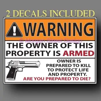  Предупреждающие надписи Набор наклеек из 2 предупреждающих надписей на оружие со Второй поправкой, ПВХ Виниловые светоотражающие наклейки