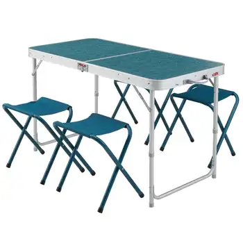  Кечуа, Складной стол для кемпинга, 4 стула, Синие сверхлегкие складные столы для походов, скалолазания, пикника