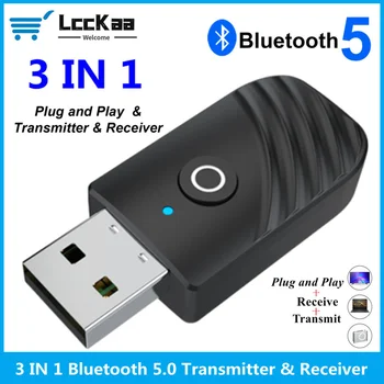  LccKaa 3 в 1 USB Bluetooth 5,0 Аудиоприемник передатчик Применяется к компьютеру, телевизору, автомобильному адаптеру, двойному выходу для динамиков, наушников