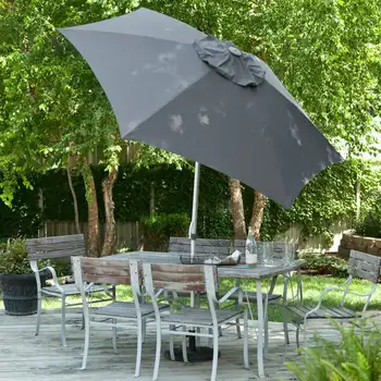  8,5 футов Алюминиевый зонт с защитой от ветра, древесный уголь для сада на открытом воздухе