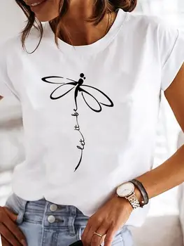  Одежда, Женская Летняя футболка, Модные повседневные футболки с принтом и буквами, тренд 90-х, Милая Женская футболка с коротким рукавом и рисунком