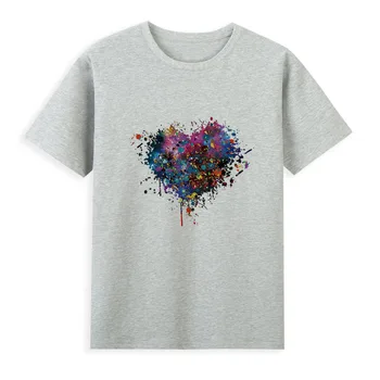  Футболка с принтом сердца в стиле граффити, летние модные футболки с коротким рукавом в стиле поп, женская милая футболка A039
