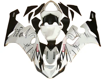  Комплект Мотоциклетных Обтекателей для KAWASAKI Ninja ZX6R 05 06 ZX6R 636 2005 2006 Впрыск ABS Белый Черный Комплект Кузова