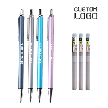  Персонализированный Логотип На заказ, новая креативная металлическая автоматическая ручка, может заменить свинцовый карандаш, Подарочная школьная детская канцелярская ручка