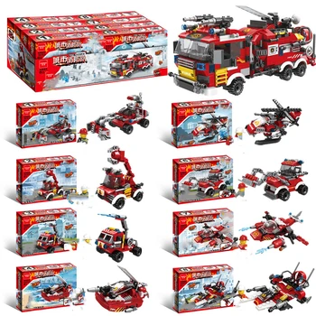  Строительные Блоки, Детская Игрушка для Сращивания, Пожарная Машина, Ракета, Комбинированная Развивающая игрушка, Рождественский подарок